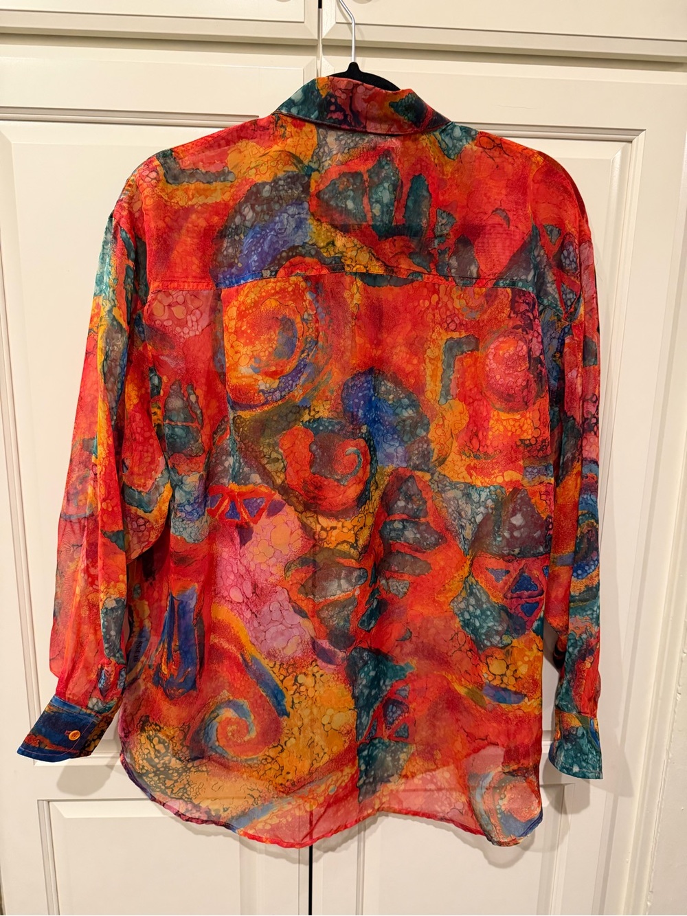 Vintage 90s GUESS by Georges Marciano Abstract Print Button Up Shirt M Made USA - Picture 2 of 11